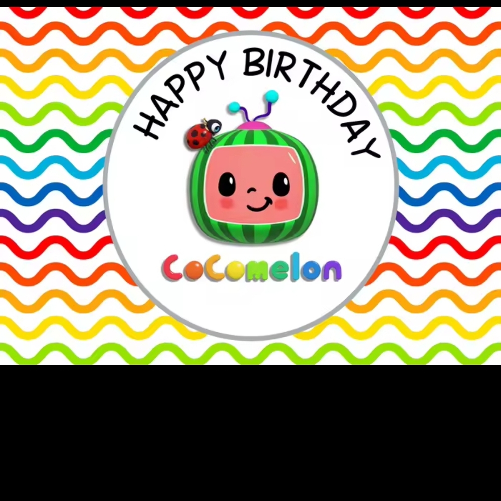 Cocomelon Birthday Party Banner - Multicolor Chevron Print.